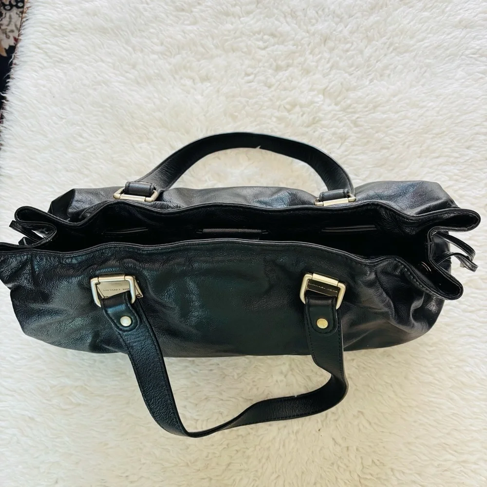 Michael Kors Drawstring Black Leather Satchel Bag w/ Dustbag